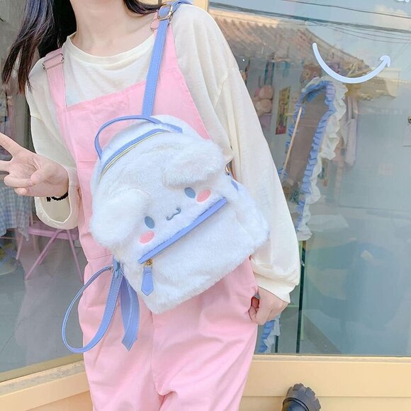 🆕 Accene Cute Furry Plush Bag Girl White Cinnamorol Kids Backpacks - Picture 4 of 7